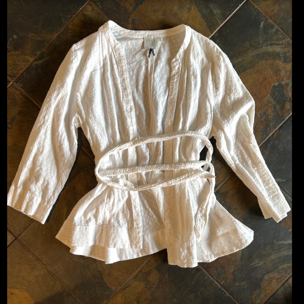 Hd In Paris White Polkadot Tie Blouse
